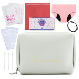 Sanguanlun Versatile and Stylish Pouch,First Period Kit for Girls,Thoughtful First Period Gift,Essential Starter Kit with Spare Underwear, Wipes,Period Knowledge Cards and More.