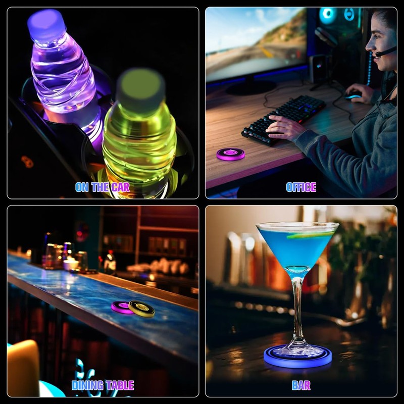ledmomo Coaster for Car, LED Coaster LED Drink Holder, Car
