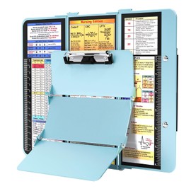 Nursing Clipboard Foldable, Foldable Clip Board w/Nursing Edition Cheat Charts, 3 Layers Aluminum, Nurse Board w/Low Profile Clip&Pen Clip Pocket for Students, Nurses and Doctors, Mint
