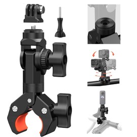 UNSTINCER Super Klemme mit 1/4 Gewinde und Action Kamera Halterung Adapter, 180° & 360° Drehbare, Clamp für 17–40 mm Rohr und Desktop für Gopro Insta360 DJI Stativ Fahrrad Motorrad Lenker