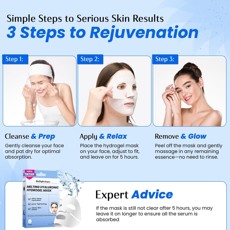 Bio Hydratique Hyaluronic Acid Melting Face Mask - Dermatologist Tested,