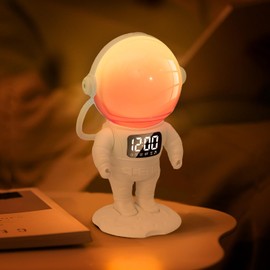 LOFICOPER Astronaut Wake Up Light, Sunrise Alarm Clock for Kids, Sound Machine with 21 Sounds, 22 Colors Night Light, Gradual Sunrise Simulation, Dimmable Bedside Lamp Timer for Heavy Sleepers, Boys