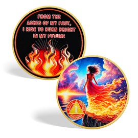 CHURYUML 1 Year Sobriety Coin - Born from The Flames One Year Sober Chip, Non-Religious AA Coins Recovery Medallions Alcoholics Anonymous Token Sobriety Gifts for Women Celebrating Sober Milestones