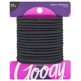 Goody Ouchless Hair Elastics – No Pull, No Breakage, Tangle-Free Hold for Thick, Curly, Coily & Textured Hair – 17 Count, Black, Long-Lasting Ponytail Holders for Women & Men