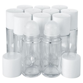12 PCS Empty Glass Roller Bottles Essential Oils Roller Bottles, Deodorant Roll On Bottles Refillable DIY Travel Roll-on Bottles for Essential Oils, Perfume, Cosmetics （50ml ）