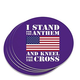 I Stand For The Flag Kneel Cross USA American Flag Patriotic Novelty Coaster Set
