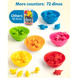 Coogam Counting Dinosaur Sorting Toy Set, Colour Matching Classification Game, Montessori Fine Motor Skills Skill Preschool Educational Montessori Learning Toy for 3 4 5 Years Old