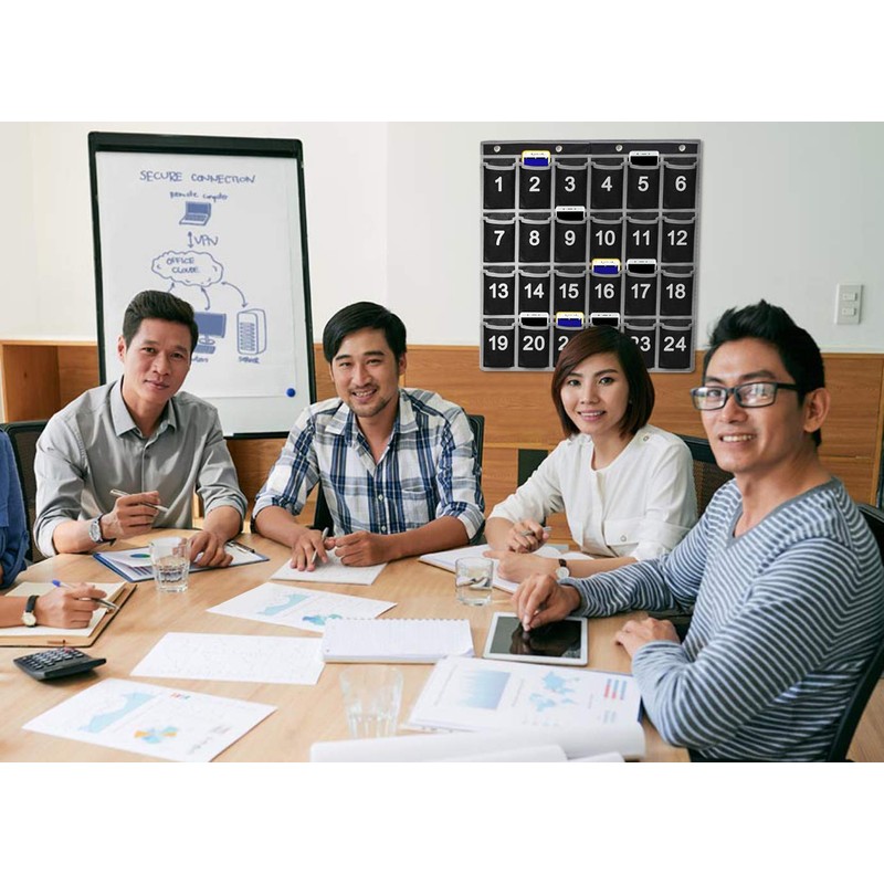 Godery Numbered Classroom Pocket Chart for Cellphone and Calculator holder,