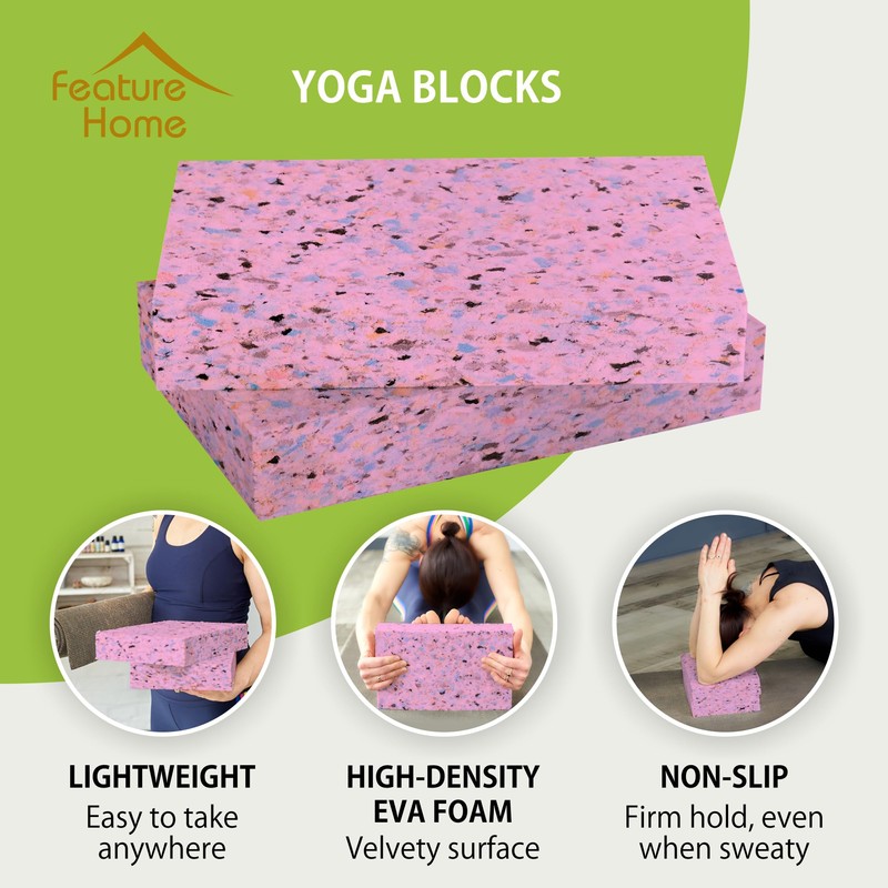 Eco-Friendly Foam Yoga Blocks (2-Pack) - Softer, High-Density Support for