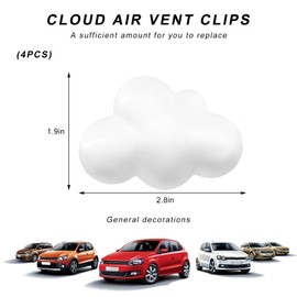 MUQIDA 4 PCS Cloud Air Vent Clips, Cute Cloud Air Fresheners Funny Car AC Vent Decor, Automotive Aroma Diffuser Outlet Clips Charms for Women Girls, Universal Car Accessories (White)