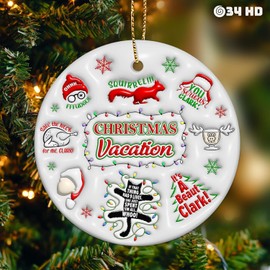 Gifts for Christmas, Movie Christmas Ornament Ceramic 2-Side Printed, Movie Hanging Ornament, Christmas Tree Decorations, Movie Gifts for Movie Lovers