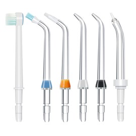 Jerilla 6pcs Oral Irrigator Nozzle Set Replacement Jet Tips Kit Accessories Compatible with Waterpik Water Flosser WP-100/WP-250/WP-300/WP-450/WP-560/WP-660/WP-811/WP-900/Flycat FC168/FC188