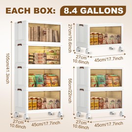 Gzdisbek Storage Bins with Lids, 4 Pack Multifunctional Collapsible Storage Containers with Wheels, 8.4Gal Clear Plastic Clothes Closet Organizer for Home and Office (White)