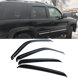 LLPTA Set of 4pcs Compatible with 00-06 Tahoe Yukon 02-06 Escalade Base Smoke Sun/Rain Guard Outside Mount Window Visors