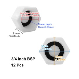 HLIWS 12 Pcs 3/4-inch BSP Threaded Blanking Cap,Drain Cap Seal,Appliance Trap Blanking Cap with gasket,for Water pipe,Washing Machine,etc(Female thread)