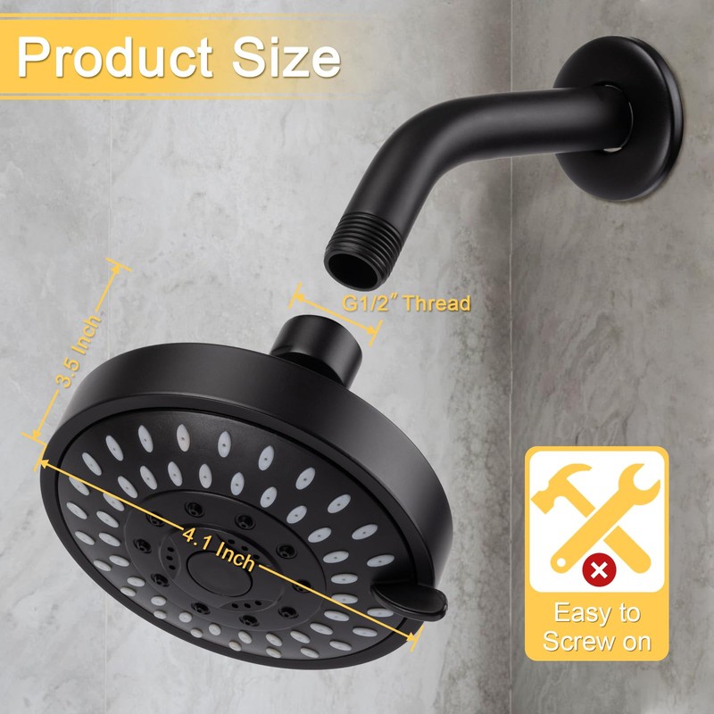 AISOSO Shower Head, 5 Modes High Pressure Shower Heads for