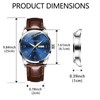 Taxau Mens Dress Watch Light Brown Leather Band Waterproof Watches