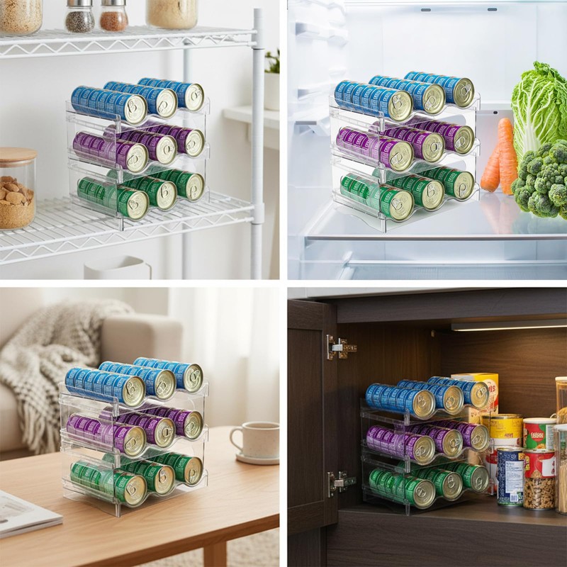 Mowhut Cat Food Can Organizer, Can Organizer for Pantry, 3-Tier