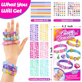 Ambesi 12 PCS DIY Bracelet Making Kit for Girls,Birthday Present for Girls Ages 3 4 5 6 7 8 Years Old Girls Gifts Ideas,Charm Friendship Bracelet Kit,DIY Arts & Crafts Kids Toys