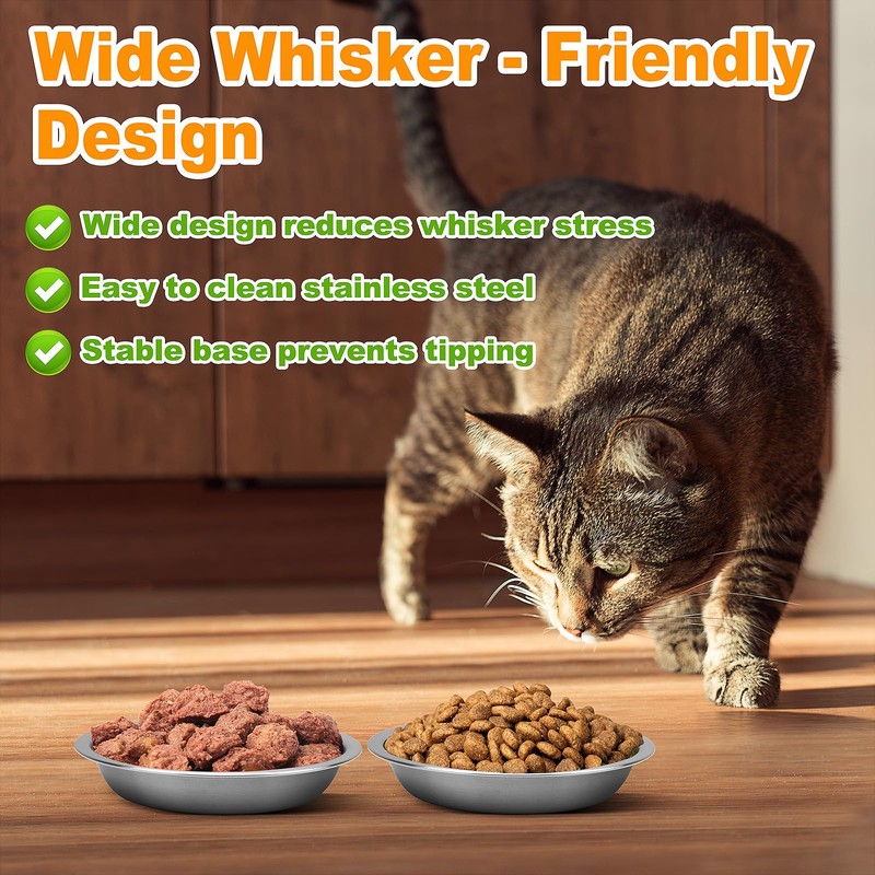ARGCONNER 6 Pcs Stainless Steel Cat Bowls, Metal Cat Bowls