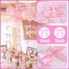 6Pcs Pink/Black Satin Ribbon Bow Garland Hanging Party Decorations for