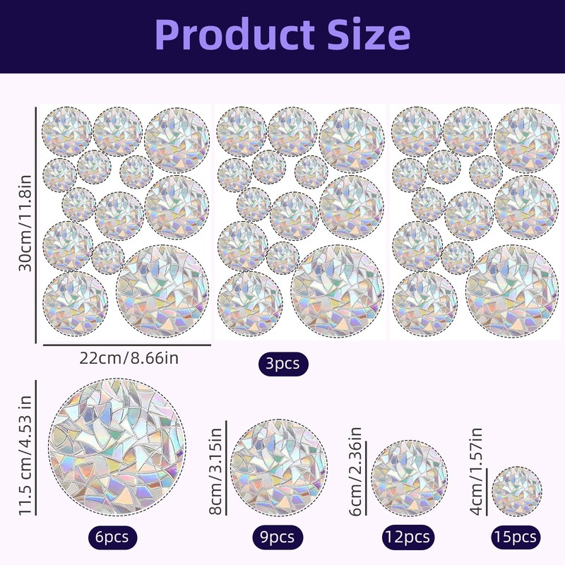 39 Pieces Prism Window Stickers - Suncatcher Stickers for Windows,