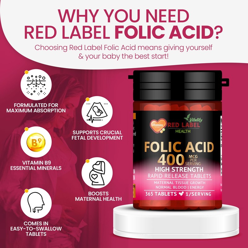 Folic Acid Tablets 400 mcg - 365 Vegan Vitamin B9