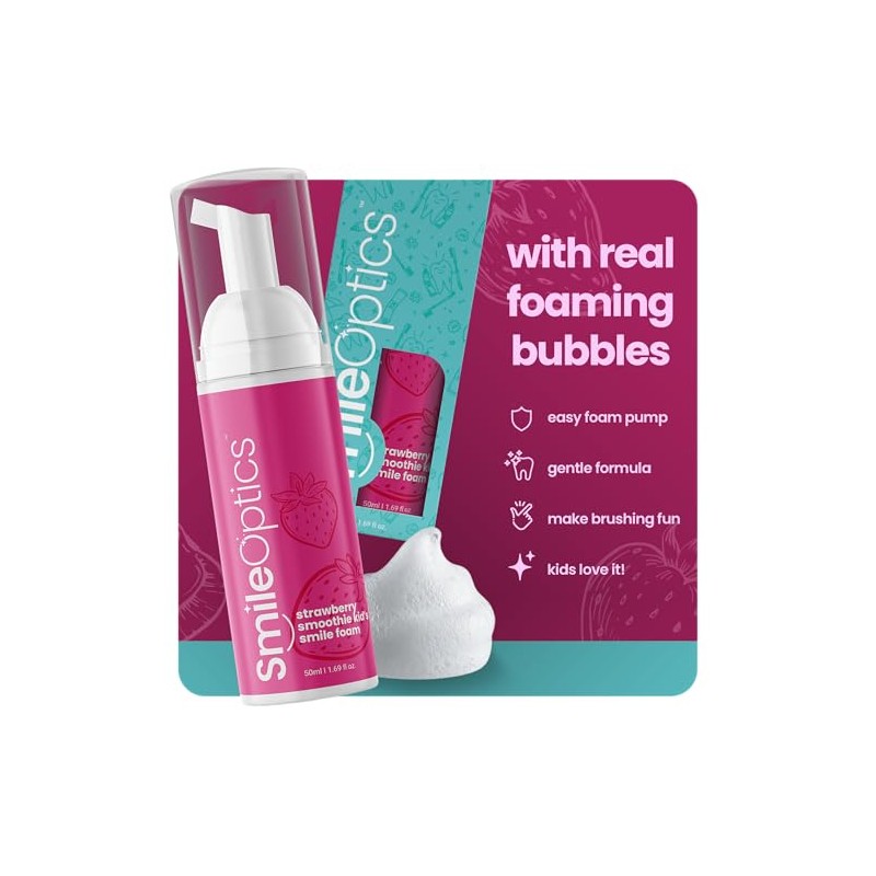 SmileOptics Strawberry Bliss Kids' Foam SmilePaste - Tooth Paste Fluoride-Free