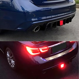 NeespoC Rear Diffuser W/LED Brake Light Fit for Infiniti Q50 2018-2024 3.0t/ Luxe/RED Sport 400/ Sensory,Rear Bumper Lower Lip Splitter Spoiler Body Kit Trim Exterior Accessories(Gloss Black)