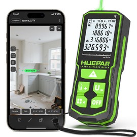 Huepar 330Ft Green Laser Measurement Tool with APP Control, Rechargeable Bluetooth Distance Meter ±1/16" High Accuracy, Angle Sensor, Multiple Modes, IP54 Waterproof Durable for Home & Construction