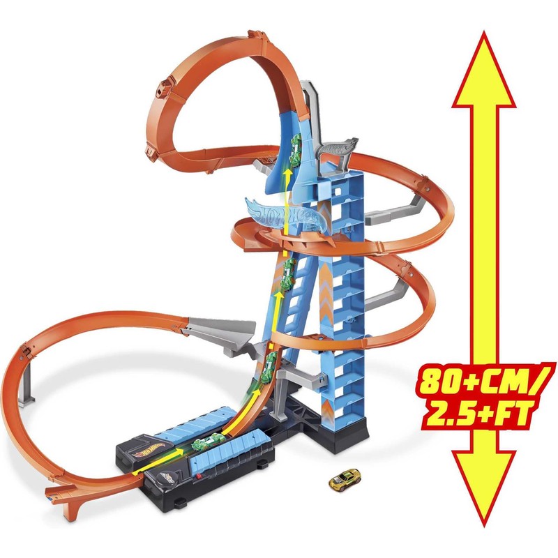 Hot Wheels Toy Car Track Set, Sky Crash Tower More