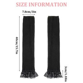 Arm Warmers for Long Sleeve Fingerless, Y2K Cool Girls Arm Covers, White Cute Harajuku Knitted Lace Arm Sleeve, Gothic Punk Hip Hop Accessories(Black)