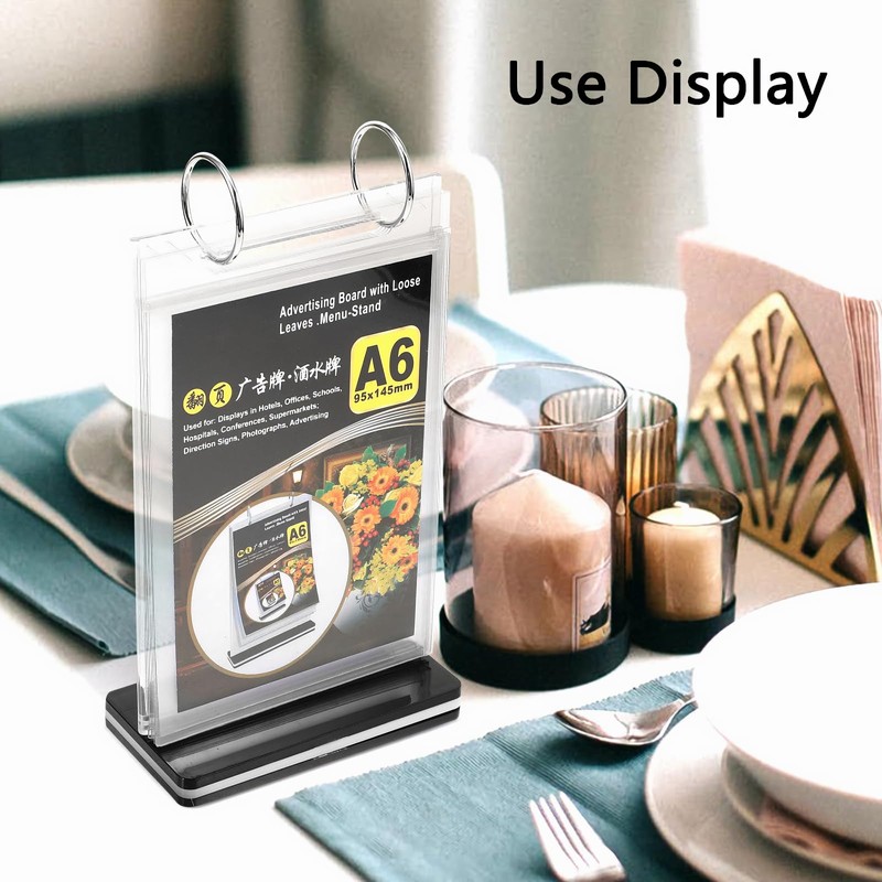 2Pcs Table Flip Menu Holder with 6 Pages Sleeve, 4"