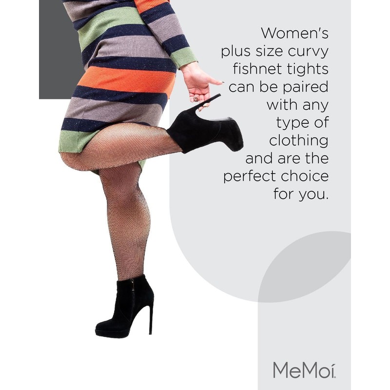 MeMoi Plus Size Curvy Fishnet Tights Black 7X