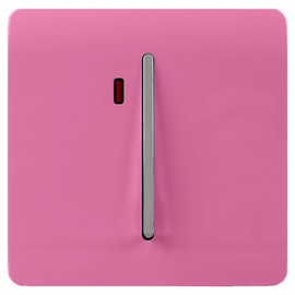 Trendi Easy to install Screwless Artistic Modern Glossy Double Pole Raised Profile 20 A 240V Tactile Chrome Single Switch with Neon Insert Candy Pink -ART-WHS1PK