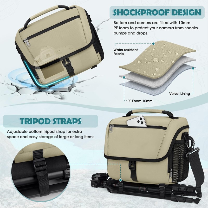 Camera Bag Professional Camera Case Small DSLR Crossbody Camera Bags