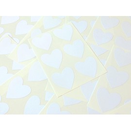 38mm (1.5") Heart Shape Colour Code Stickers - Packs of 72 Large Coloured Hearts Sticky Labels for Craft, Card-Making & Decoration - 33 Colours Available (White)