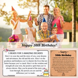 PINKDODO 50th Birthday Gifts for Men, 50 Year Old Gifts for Mens Dad 50th Birthday Gift Ideas for Happy 50th Birthday Gifts Mens Bracelet