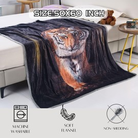 SDY Animal Blanket,Tiger Blanket Set Fluffy, Thick Tiger Gifts Mexican Blankets Tiger Throw Blanket, Thick Summer Fluffy Tiger Stripe Blankets for Girls 50”x60”