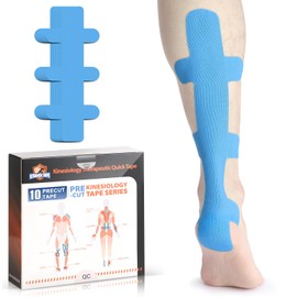PreCut Kinesiotapes for Heel Tendon, Pack of 10 Kinesiotapes, Pre-Cut Achilles Tendon, Skin-Friendly with Perfect Wearing Comfort, Waterproof & Elastic Physio Tape, Blue