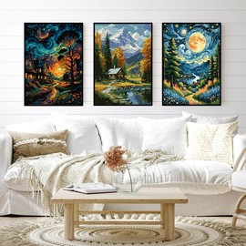 igoodom 6 Pack Paint by Numbers for Adults, 25x35cm DIY Acrylic Canvas Painting Kit, Landscape Paint by Number Set for Beginners & Home Wall Decor