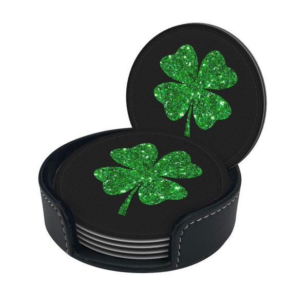 6 Pcs St. Patrick's Day Cute Lucky Shamrock Coaster Set