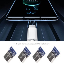 OTOTEC 10PCS 14pin USB 3.1 Type C Female Plug Socket Connector with PCB Board Receptacle Adapter to Solder Wire PCB Board Support Module