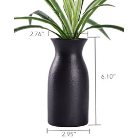 WHJY 6 inch Black Nordic Minimalist Matte Handmade Ceramic Vases, Japanese Zen Stoneware Flowerware, Floral Decorations, for Living Room, Study, Bedroom, Balcony, Bar - Short Black