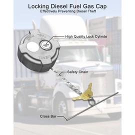 Locking Diesel Fuel Cap 2 3/8" Fit for Freightliner M2 Small Semi Box Trucks Fuel Tank, Semi Truck Tank Locking Gas Cap Replace FTA-C-13 (1 Pack)