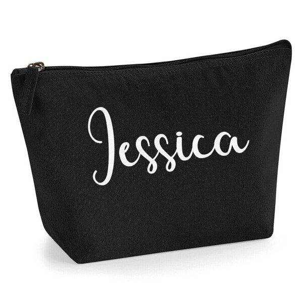 Personalized Name Initials Make Up Accessory Bag in Black Colour