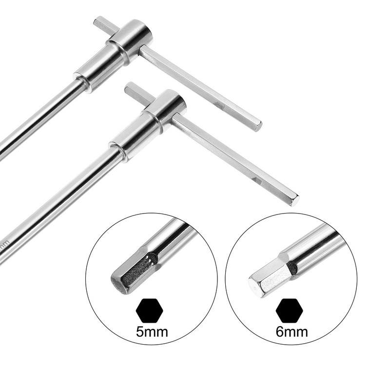 sourcing map 5mm 6mm Sliding T-Handle Hex Key Wrench for