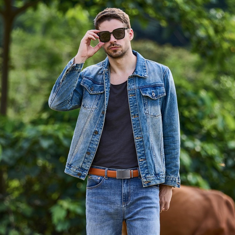 VATAN Men's Belt Leather Ratchet Belt for Men Dress Casual