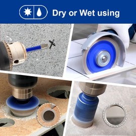 SHDIATOOL Diamond Drill Bits Kit - Core Bits Hole Saw Sets,Mould Guide for Drilling Porcelain Tile Marble Ceramic Granite with Hollow EVA Guide Jig 13pcs(6/8/10/20/25/28/32/35/50/65/1-3/4in+4.5in+6mm)