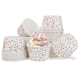 Spesh 50 Pcs Paper Cupcake Cases Small Muffin Cases for Baking Disposable Cupcake Baking Cups for Weddings,Christmas,Birthday(Coloured dots)